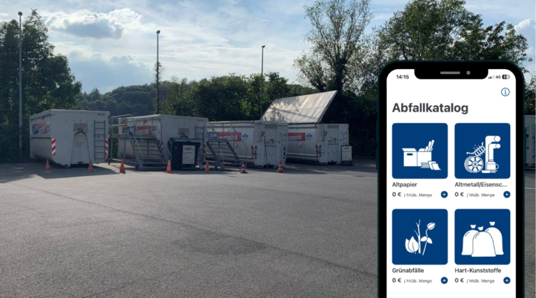 Bild des Self-Service Werstoffhof Essen. Zu sehen sind ein freier Platz auf dem Container stehen.